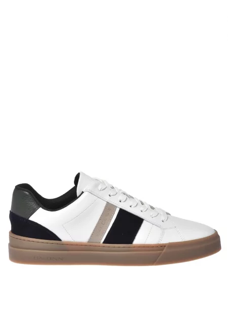 Кожени маратонки с лого - Мръснобял