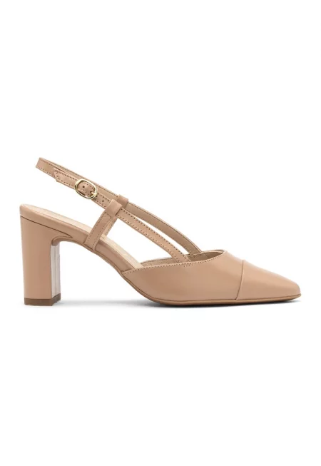 Кожени обувки Evelyn със заострен връх и гола пета - Бежов