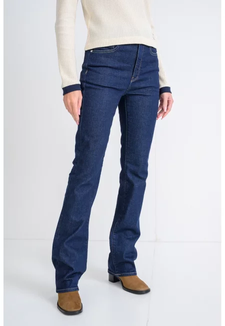 Леко разкроени дънки със средновисока талия - Тъмносин