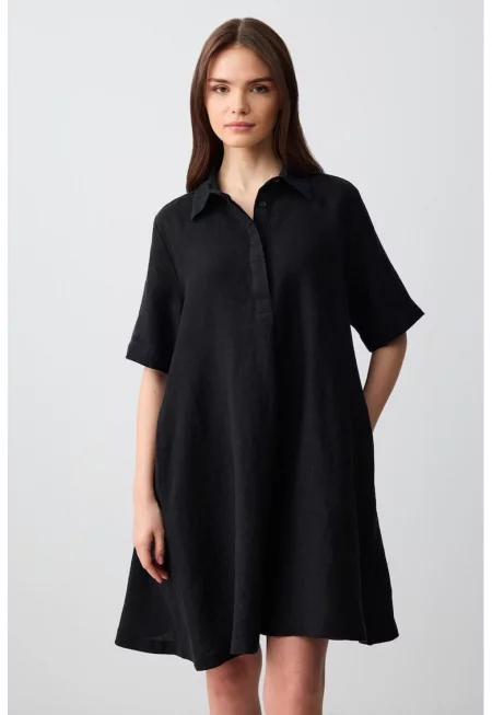 Ленена рокля - Черен