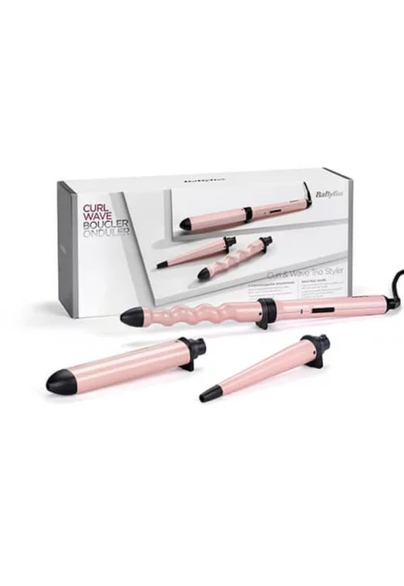 Маша за коса Multistyler Curl&Wave   - Керамично покритие - 3 аксесоара - Розов