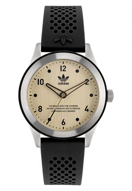 Мъжки часовник  CODE THREE - корпус от неръждаема стомана - силиконова каишка - сребрист/черен - водоустойчив 5 ATM