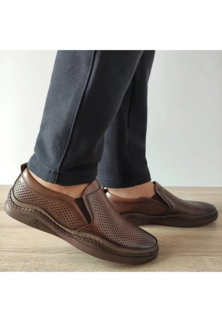 Мъжки перфорирани обувки 640003B 02-N Кафяв - Кафяв - Кафяв