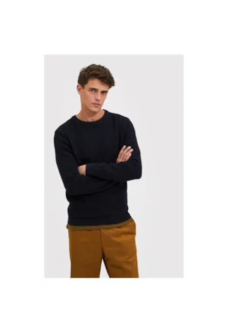 Мъжки пуловер -  209907483 - Памук - Син - Син