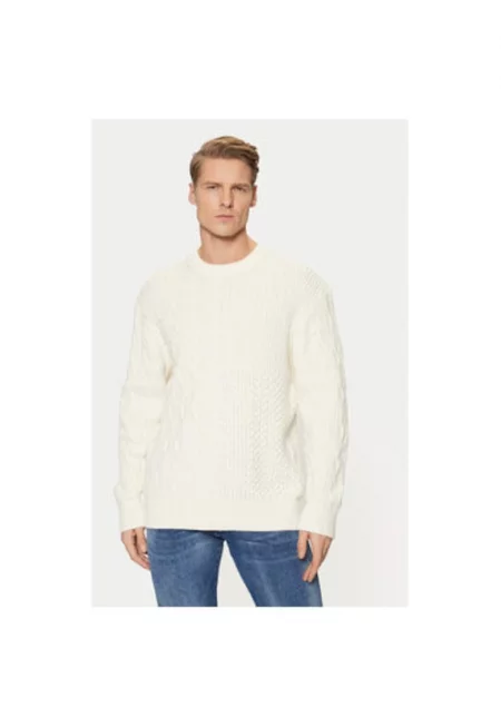 Мъжки пуловер -  304545993 - Памук/Акрил - Бежов