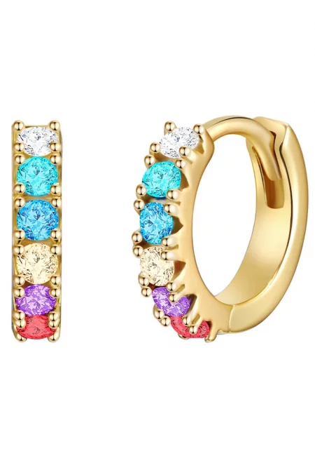 Обеци тип халки с покритие от 14К злато - Златист/Жълт