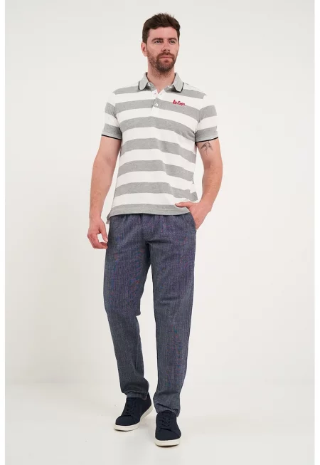 Памучен панталон със странични джобове - Тъмносин