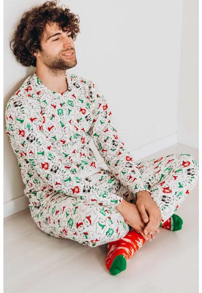 Памучна пижама с десен Christmas