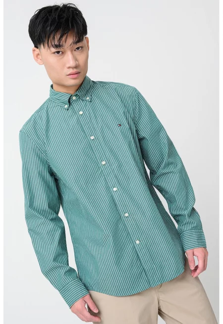 Памучна риза с дълги ръкави и лого