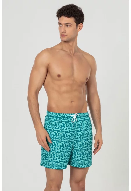 Плувни шорти с джобове - Персийско зелено/Ментово зелено