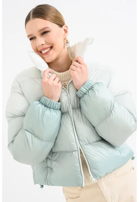 Подплатено зимно яке Flamini с батик - Бледозелен