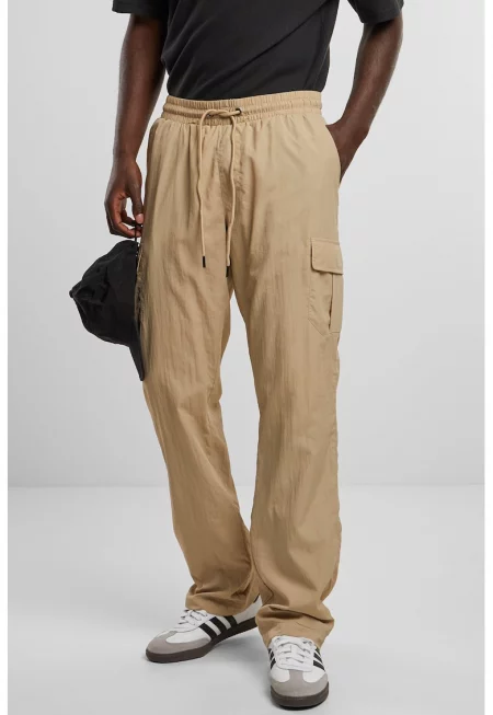 Прав карго панталон с връзка - Бежов