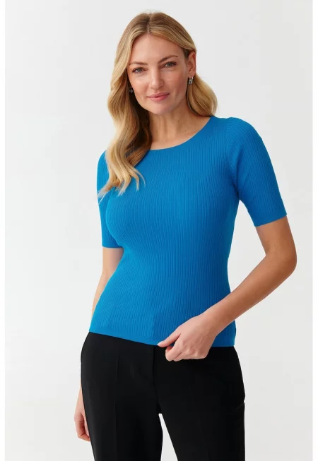 Пуловер с къси ръкави - Син