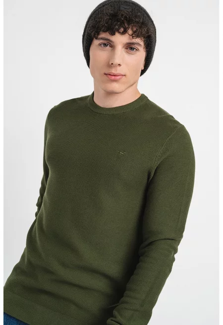 Пуловер с овално деколте - Папратово зелено