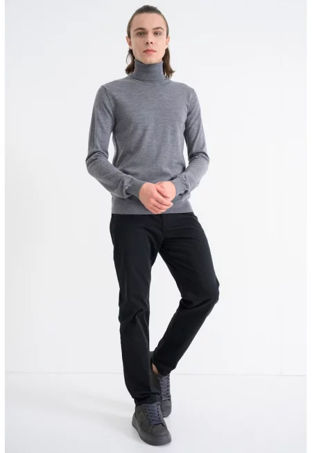 Пуловер San Thomas от необработена вълна - Сив/Tъмносив