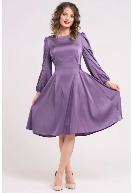 Разкроена сатинирана миди рокля