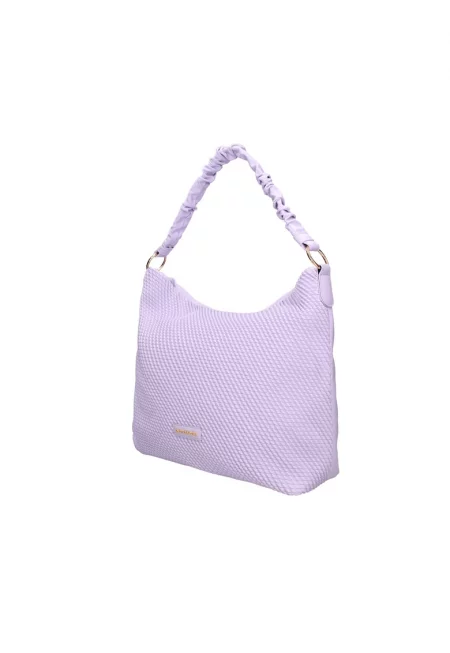 Релефна чанта Хобо от еко кожа - Лилав