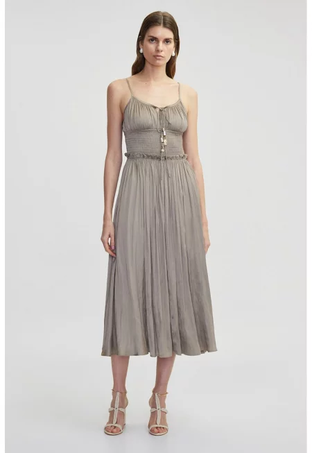 Рокля без ръкави - Светло кафяво