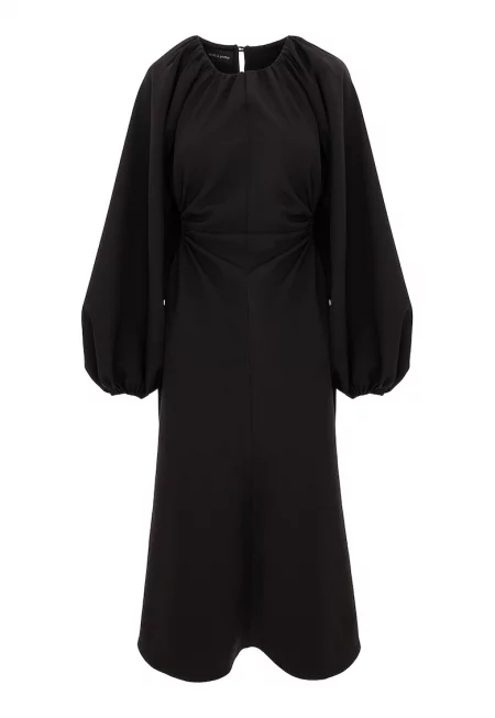 Рокля с дълги ръкави и отвори - Черен