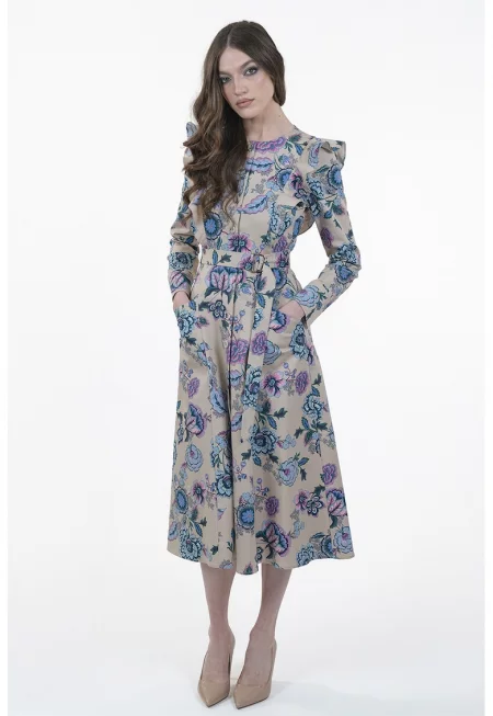Рокля с принт и джобове