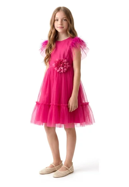 Рокля за момичета - ZOYA Fashion - Gabi - Памук - Елегантна - Разкроена - Розова - Розово