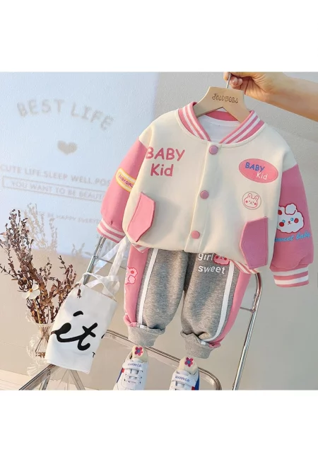 Розово облекло за момичета - със зайчета Аби