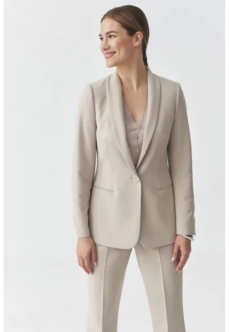 Сако с обшити джобове - Светло бежово