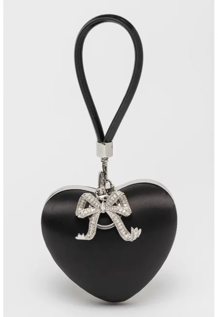 Сърцевидна чанта с панделка - Черен