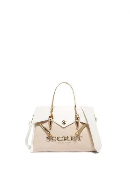 SECRET PON PON - Ръчна чанта Eglantine Chic от еко кожа - Бял/Бежов