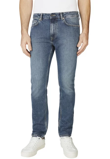 Скосени дънки с миди талия - Прашно синьо