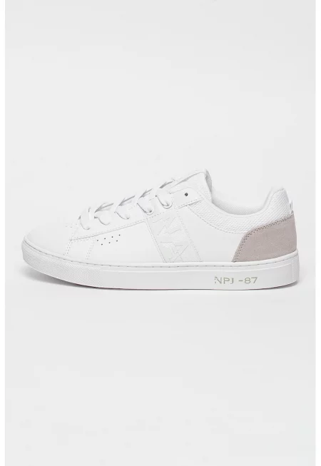 Спортни обувки от еко кожа с велур на петата - Бял