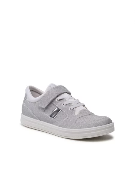 Спортни обувки за момиче -  302502158 - Еко кожа - Сребристи - Сребрист