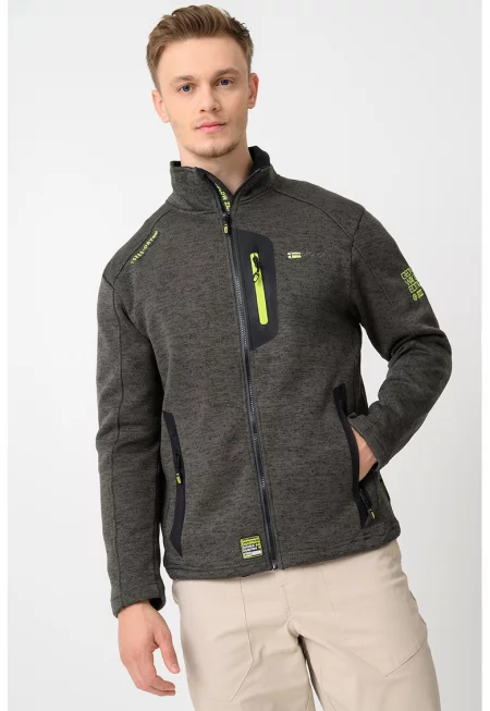 Суитшърт Trampoline с цип - Тъмнозелен меланж