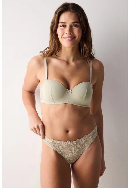 Сутиен тип балконет с отделящи се презрамки - Бледозелен