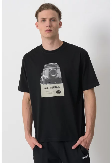 Свободна тениска от памук с фото щампа