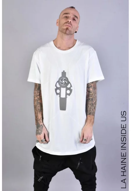 Тениска с преден принт - Бял