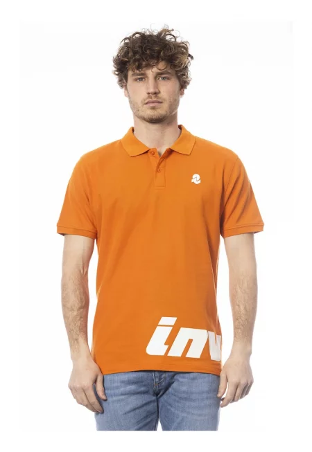 Тениска с яка и лого - Оранжев