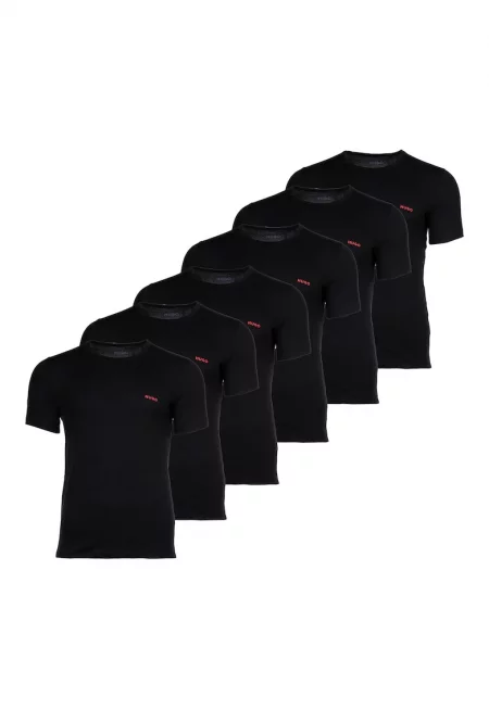Тениски с овално деколте - 6 броя - Черен