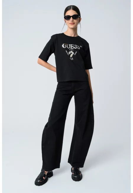 Тренировъчна памучна тениска с пайети