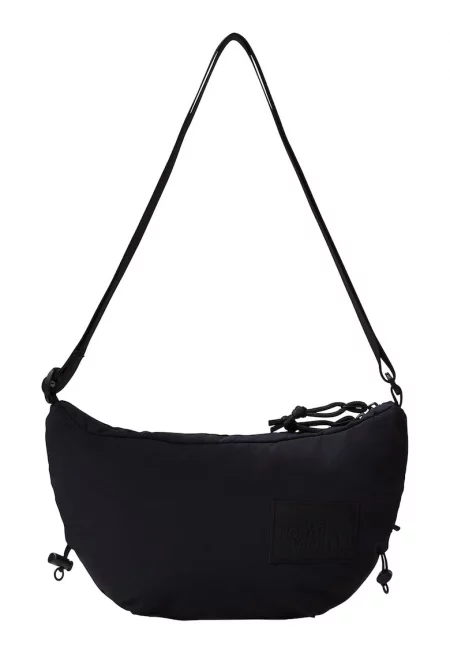 Унисекс чанта през рамо Never Stop с пришито лого - Избеляло черно