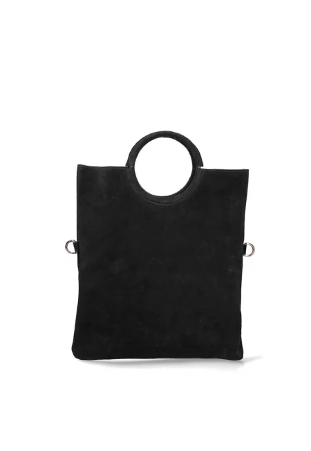 Велурена чанта Zelia с отделящ се вътрешен несесер - Черен