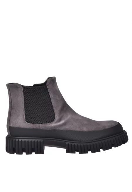 Велурени боти Chelsea с цип - Сив