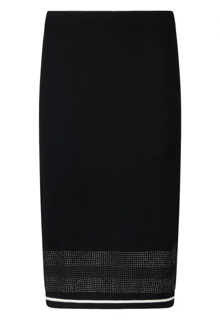 Вталена миди пола с декоративни камъни - Черен