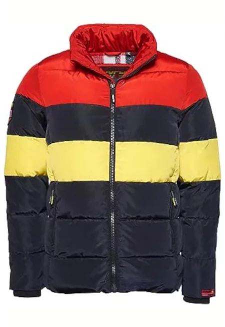 Зимно яке с пух и цветен дизайн