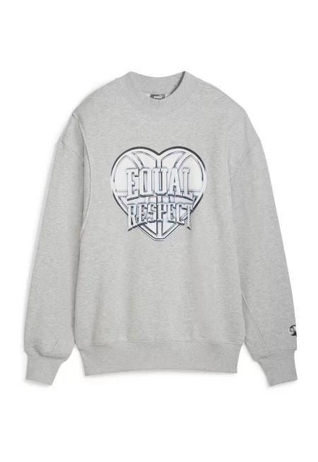 Баскетболен суитшърт Cherry on Top с овално деколте и надпис - Светло сив/Прашно синьо/Бял