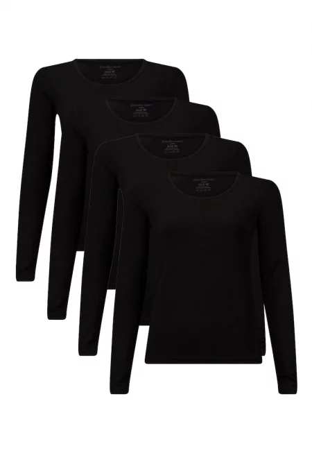 Блуза Lara с дълги ръкави - 4 броя - Черен