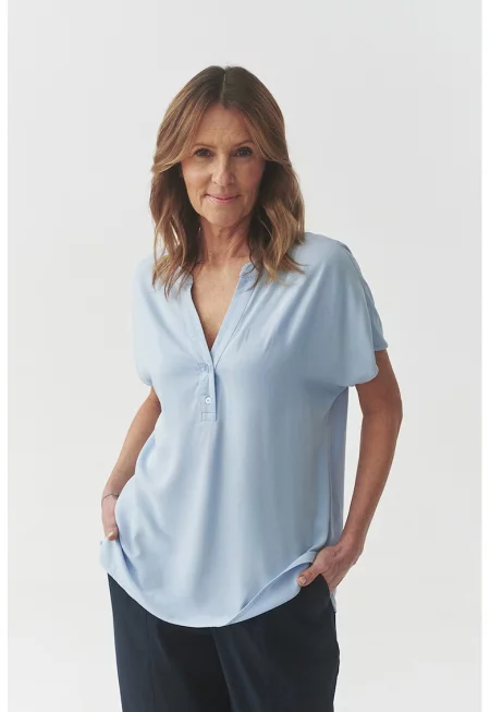 Блуза с къси ръкави - Небесносин