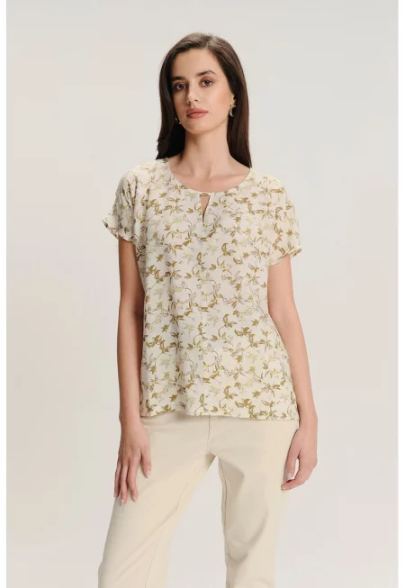 Блуза с принт и къси ръкави