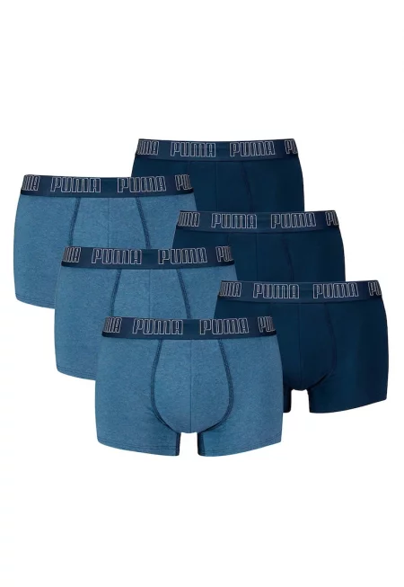 Боксерки с памук с лого - 6 чифта - Син меланж/Тъмносин