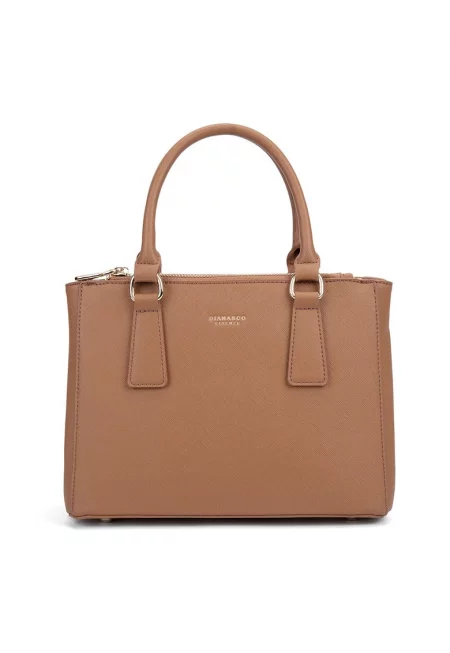 Чанта за рамо от еко кожа с лого - Кафяв